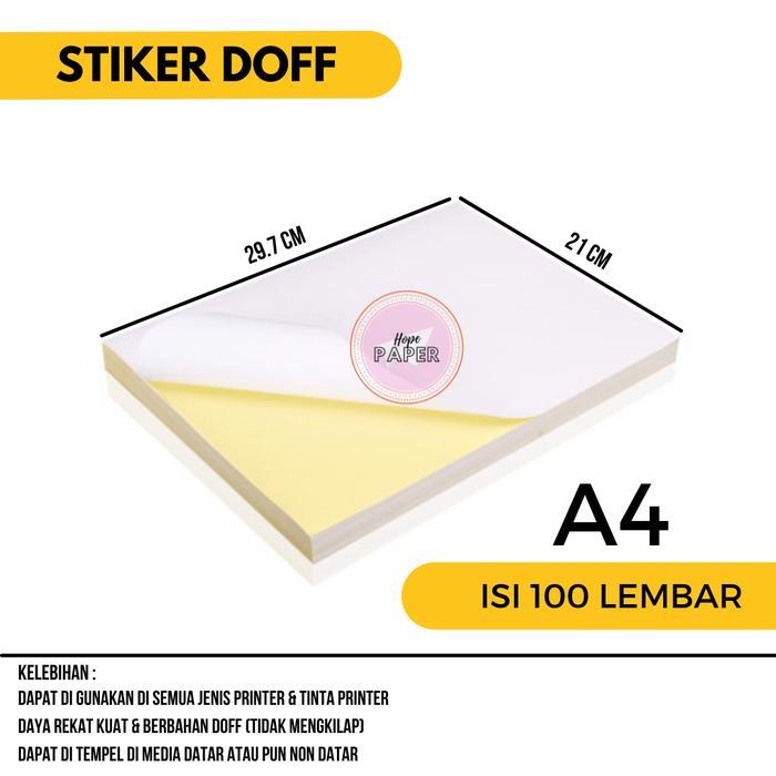 Kertas Stiker HVS A4 - 100pcs / Kertas Stiker / Sticker HVS Doff