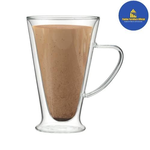 1Set 2pcs Gelas Minum Kaca Bergagang Nox Gelas Double Wall 350ml