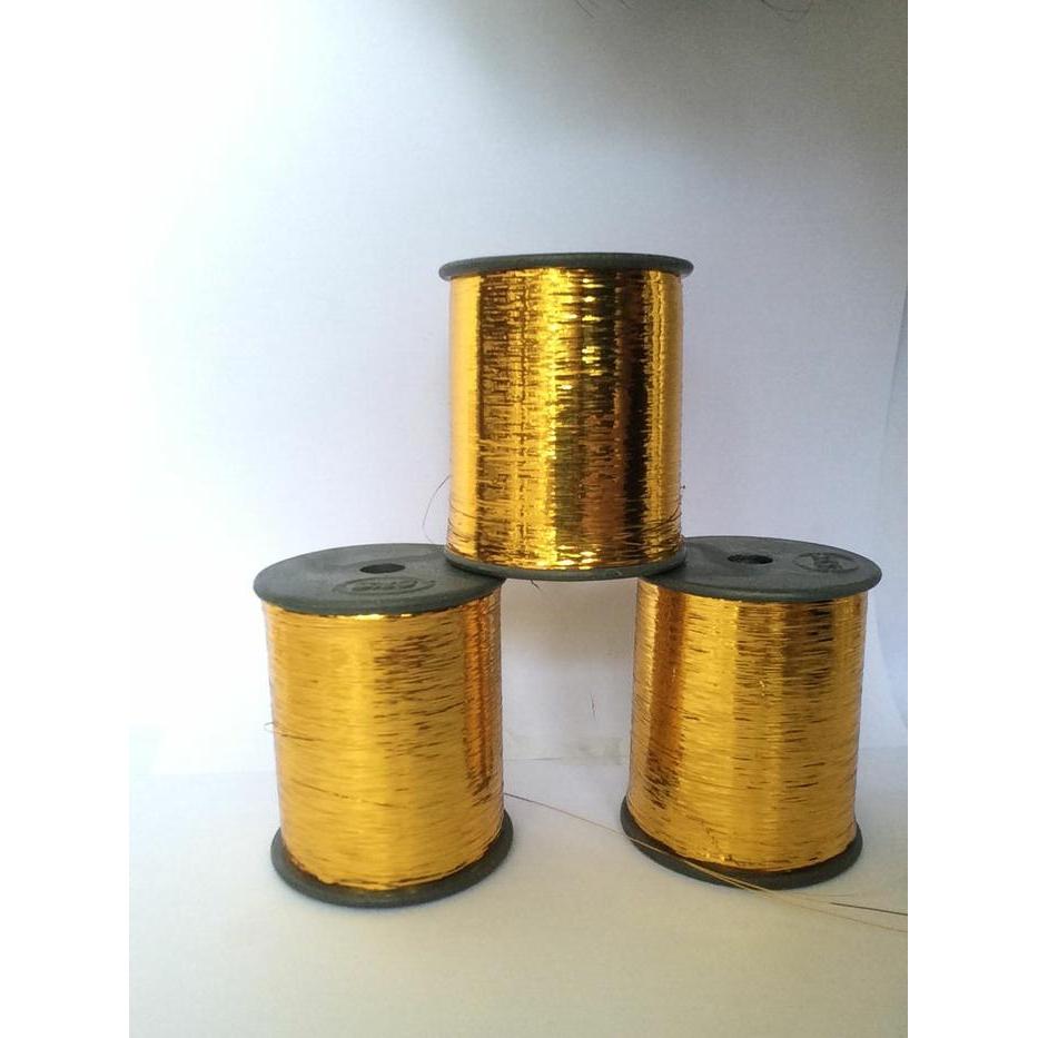 Benang Metalik Metalic Lurex gepeng Mamilon emas gold 100 gram