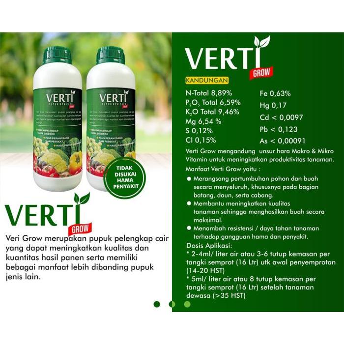 Thejaguar1 Pupuk Npk Cair Verti-Grow Pupuk Pelebat Padi Plus Perekat 1 Liter Pohon Tanaman