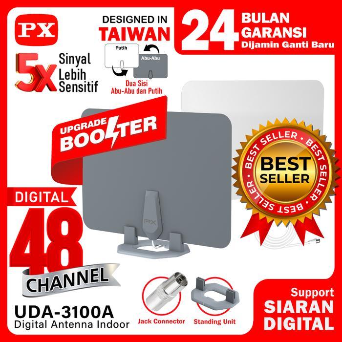 Antena TV Digital Indoor Analog DVBT2 UHF + Booster PX UDA-3100A