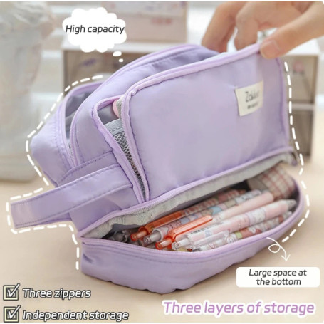 Large Capacity Pencil Bag Aesthetic School Cases Girl Kawaii Stationery Holder Bag Children Pen Case