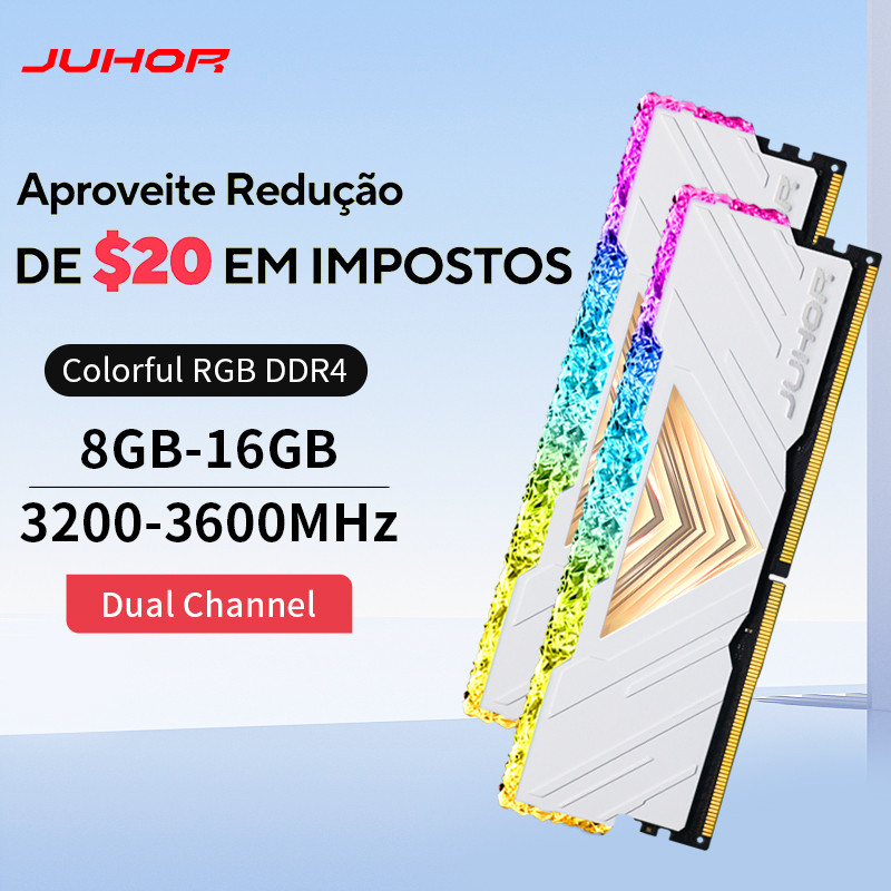 JUHOR RGB RAM DDR4 8GB 16GB 3200MHz 3600MHz DDR4 DIMM Memoria Ram ddr4 Desktop Memory Rams