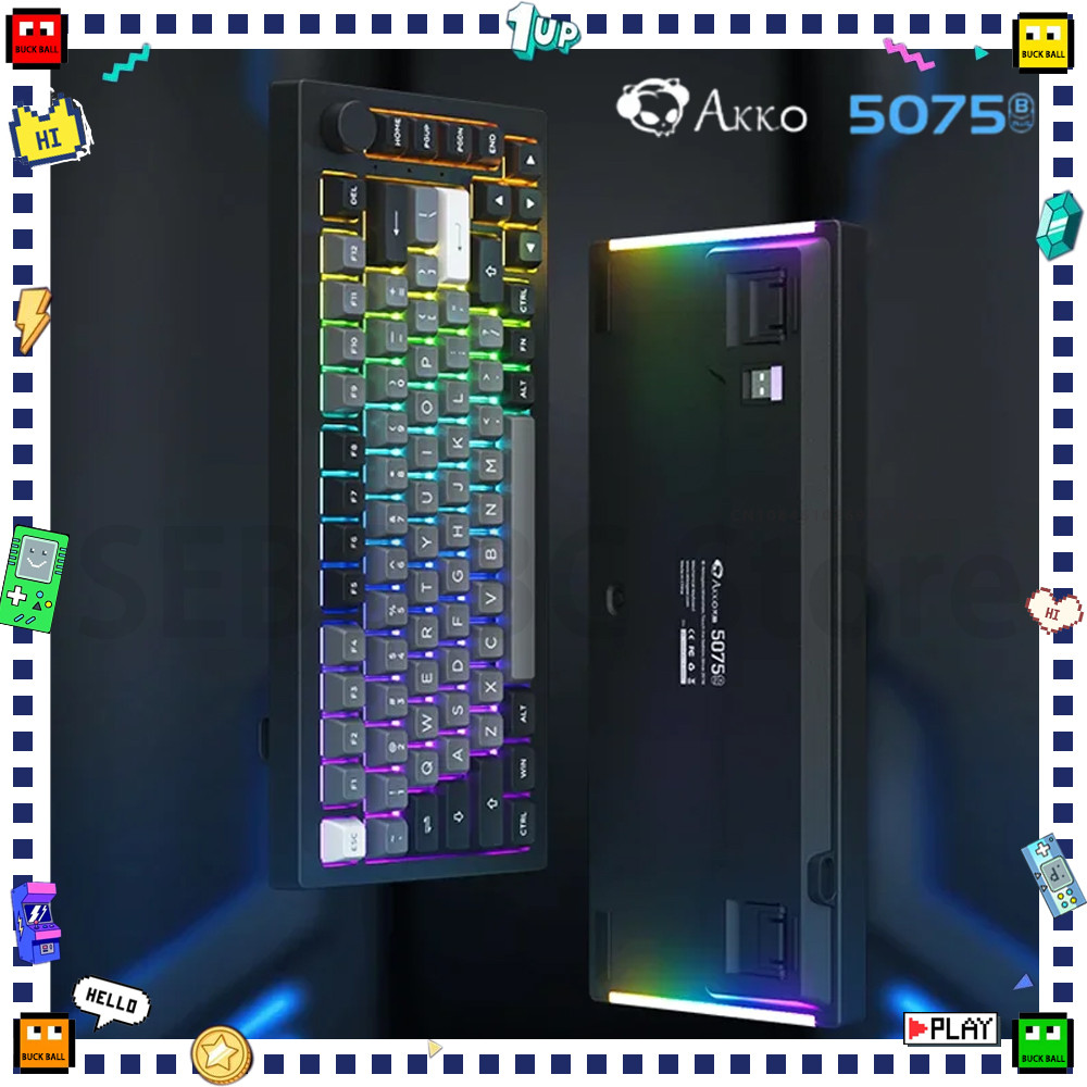 AKKO 5075B Plus Mechanical Keyboard Three Mode Wireless Gaming Keyboard Hot Swap RGB Multifunctional