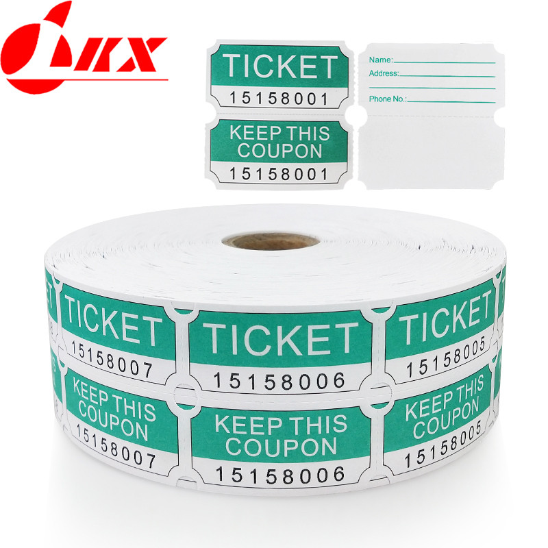 LKX Green Raffle Tickets For Classroom Lottery Roll Of Single Paper Labels Drink Events Raffle Ticke
