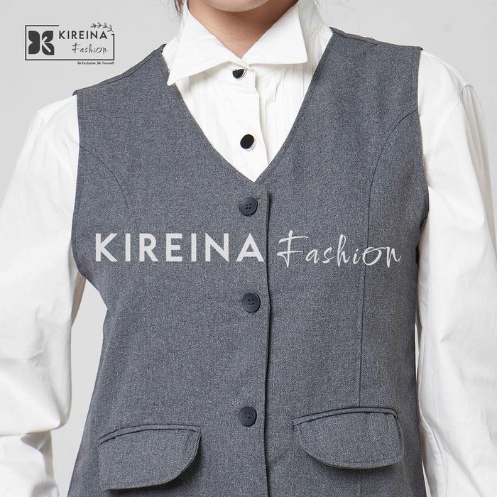 93fd- Rompi Kerja Wanita Vest Wanita Formal Rompi Kerja Tanpa Lengan Panjang Hitam