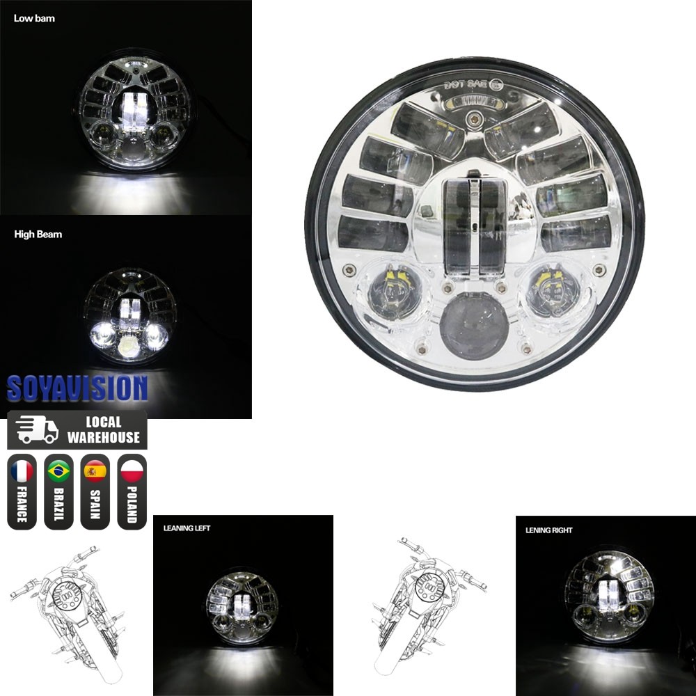 5.75 inch Motorcycle Headlight 5 3/4" H4  Cornering Headlamp For