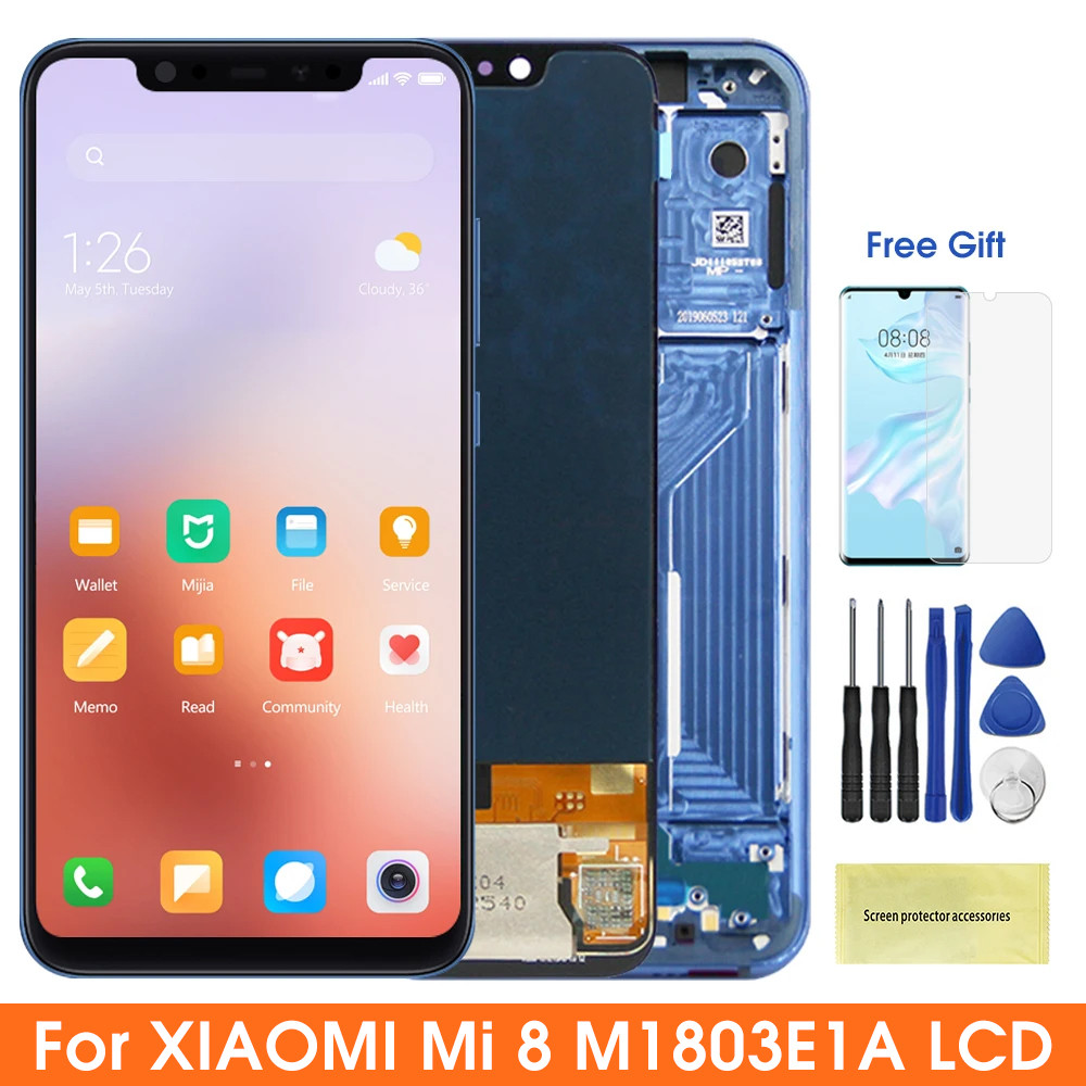 Super Amoled Mi 8 Screen Replacement, For Xiaomi Mi 8 Lcd Display Digital Touch Screen With Frame