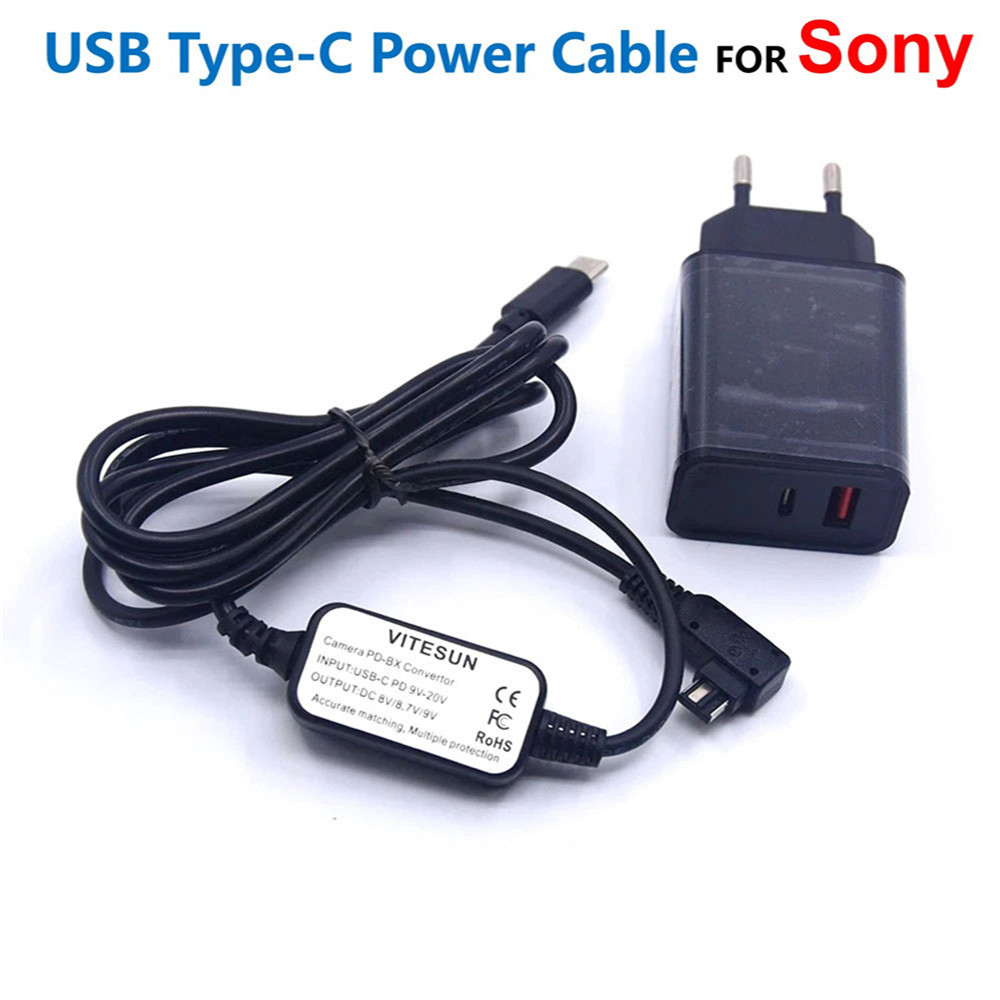 Ac-Pw10Am Usb C Power Bank Cable+Pd Charger Adapter For Sony Slt A58 A99 A77 Dslr A290 A500 A850