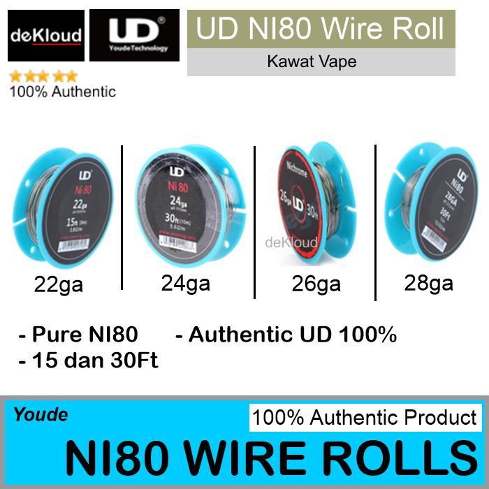 stqu- Authentic Ud Ni80 Wire Roll 22 24 26 28 Kawat Gulungan Coilx Koil Awg Nichrome