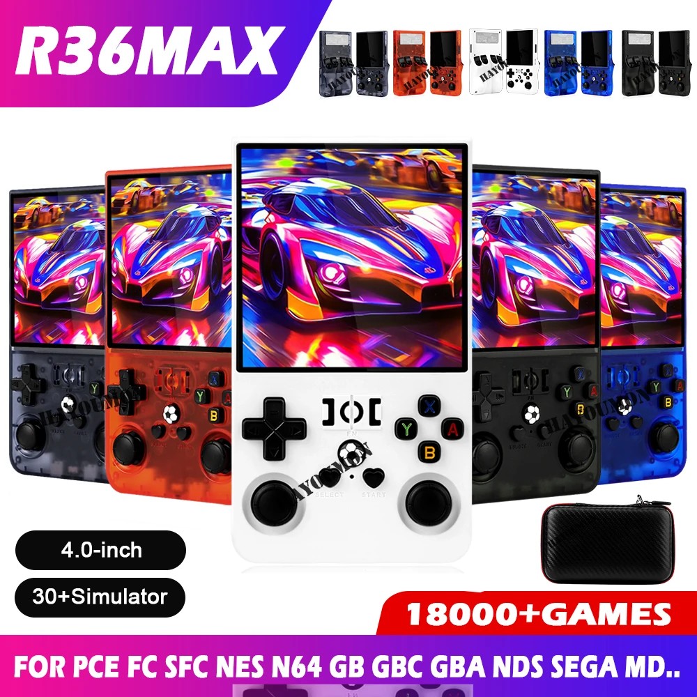 64G 128G R36MAX 4" IPS HD Screen Handheld Game Players Open Source Console R36 MAX Retro Pocket