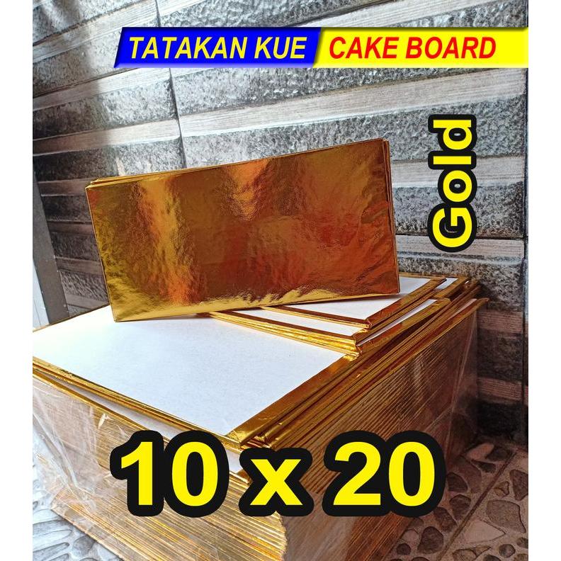 Tatakan kue 10x20 cm GOLD EMAS / alas kue ulang tahun / alas kue bolu