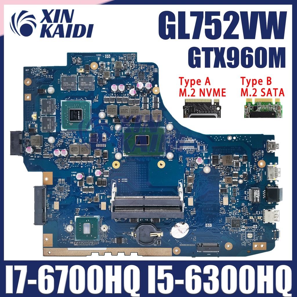 GL752VW Laptop Motherboard For ASUS FX71 Pro GL752V GL752VL Mainboard With I7-6700HQ I5-6300HQ GTX96
