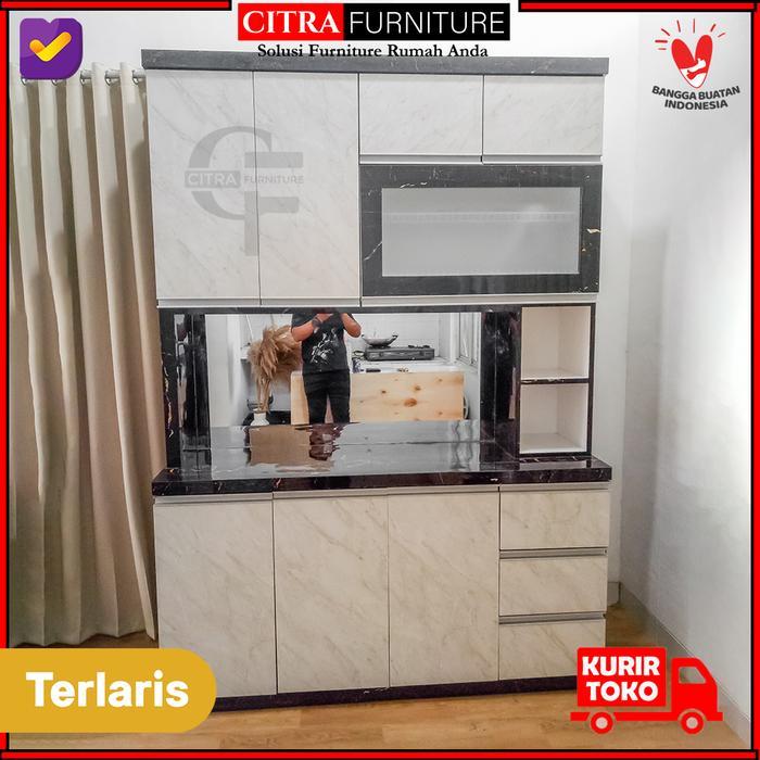 Lemari Piring HPL 4 pintu Hidrolik Kitchen set rak piring Minimalis