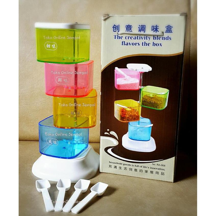 Tempat Bumbu Rainbow Miracle Tingkat 4 Kotak Seasoning Jar