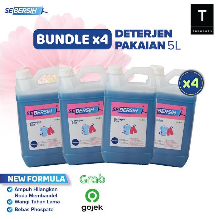 [Voucher] (BUNDLING) Sebersih Deterjen Cair 5 Liter - isi 4 (GOJEK/GRAB)