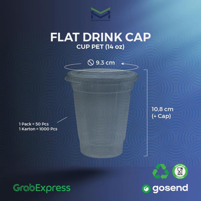 1000 PCS - Cup Gelas PET 14 Oz Datar/Oval- Gelas Cup 14 oz
