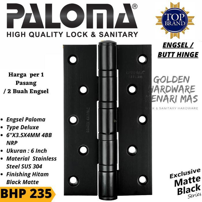 ENGSEL PINTU BHP 235 6"X3.5X4MM 4BB NRP HITAM HINGE 6 INCH SUS 304