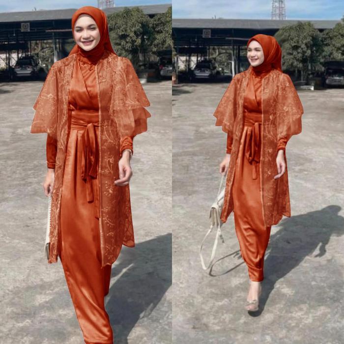 JaMinkwalitasnya- [ Termurah ] Ready Stok -Terbaru- Lucia Brukat Tille Dress / Set Gamis Lucia Musli
