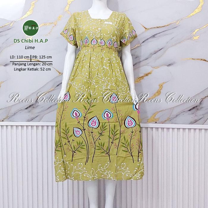 Santaibju- Batik H.A.P Daster Chibi Lengan Pendek Ld Standar Daster Panjang Semata Kaki 3 Kancing