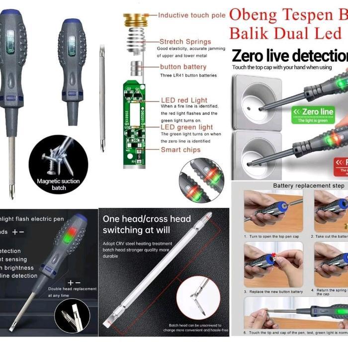 OBENG TESPEN BOLAK BALIK DUAL LED Alat.