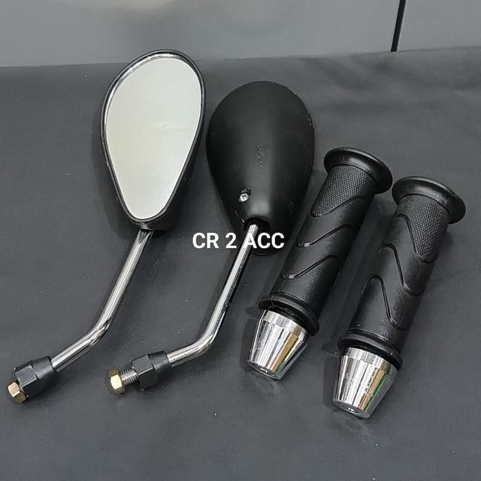 PAKET Kaca Spion / Handgrip Standar Set jalu Fu crome Kiri Kanan Suzuki Spin Skywave Skydrive Hayate