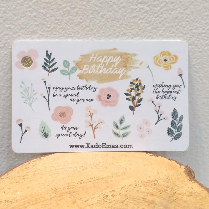 0.1G Happy Birthday Flower Pink Emas Mini Gift Series By Ke