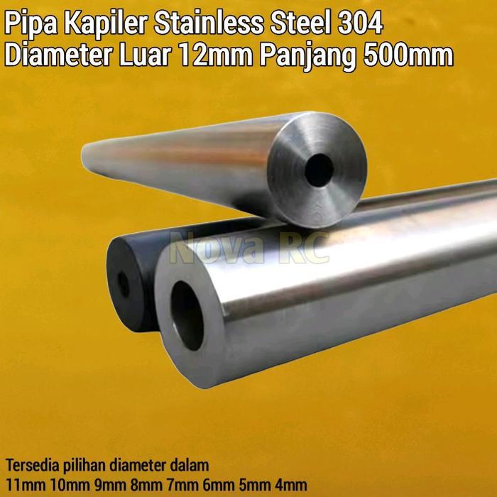 Pipa kapiler stainless steel 304 diameter luar 12mm panjang 500mm