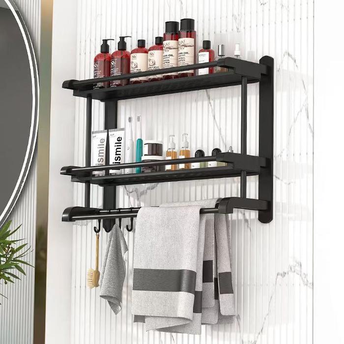 Ikea Home - Rak Kamar Mandi Stainless Hitam Rak Sabun Kamar Mandi Rak Handuk Kamar Mandi Tempel Rak