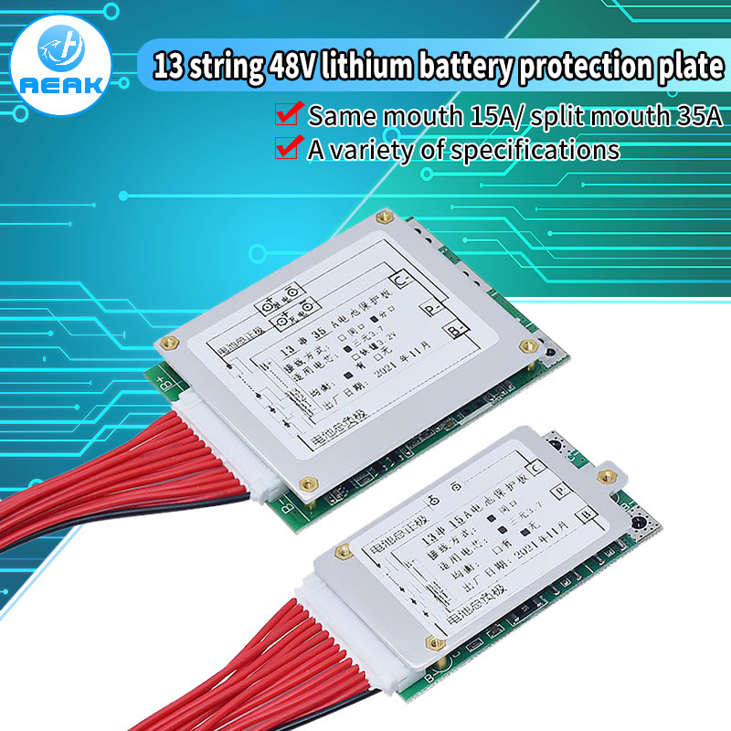 13S 35A 48V Li-ion Lithium 18650 Battery Pack BMS PCB board PCM Balance Integrated Circuits Board fo