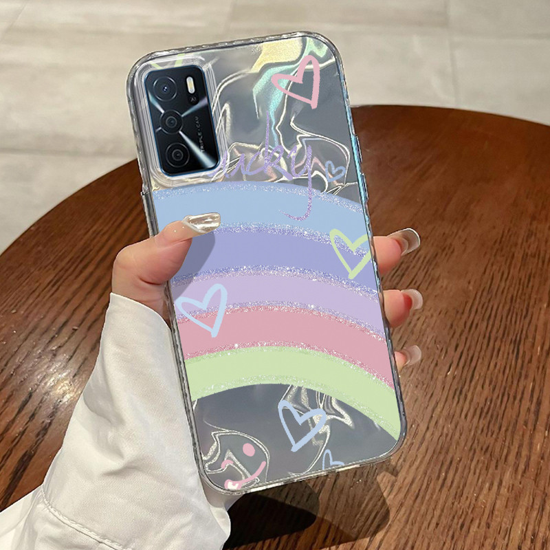Casing Hp OPPO A16 OPPO A16s OPPO A54s Case Casing Pola Graffiti Pelangi HP Kasing Kasus ponsel tran