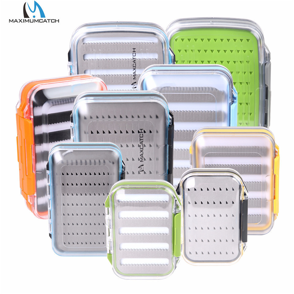 Maximumcatch 4Sizes Slit Foam&Easy-Grip Foam Fly Fishing Box Double Side Waterproof Plastic Tackle