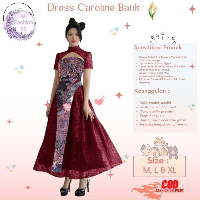 HRG DISKON Alf-Dress Gaun Batik Modern Elegant Premium Cocok Untuk Pesta,Kondangan,Natal/Dress