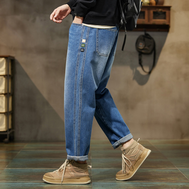 Baggy Pants Loose Fit Retro Blue Harem Pants Vintage Clothes Baggy Jeans Men Fit Harem Pants Wide