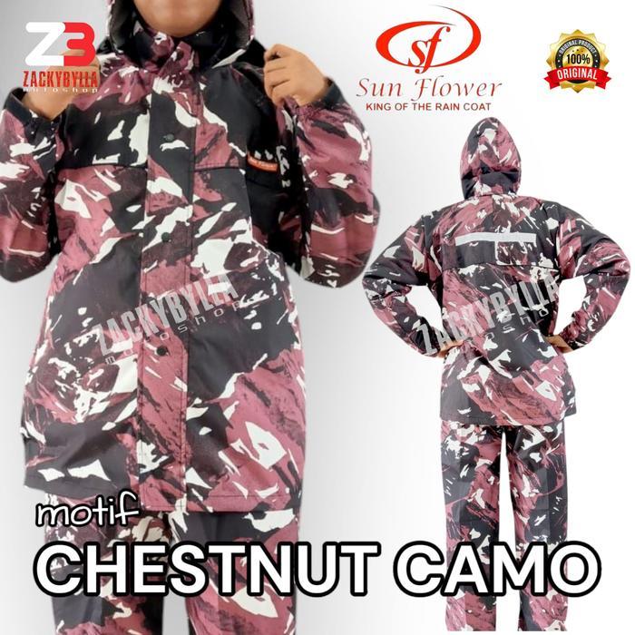 Jas Hujan Sunflower Motif Original Setelan Jaket dan Celana Waterproof