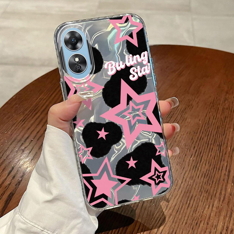 Casing Hp OPPO A17 OPPO A17K Case Casing Pola Gambar bintang HP Kasing Kasus ponsel transparan mewah