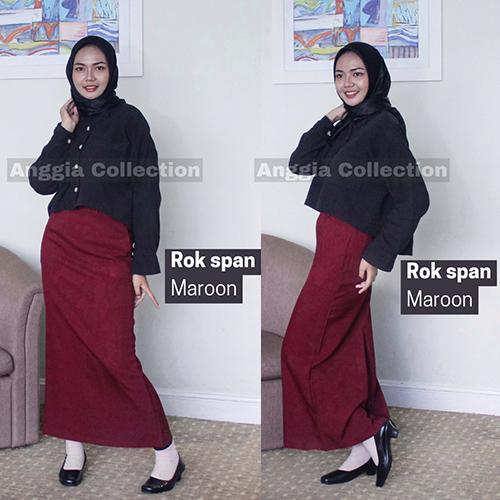 Jaminkwalitasnya- Rok Span/Rok Kerja Wanita/Rok Formal Warna Dongker Hitam Maroon Milo Milo Bintik