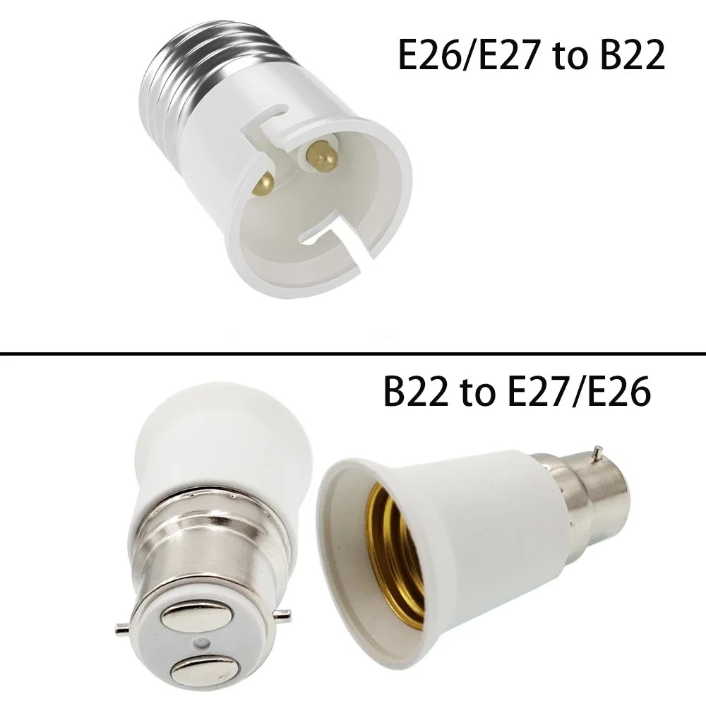 2pcs B22 To E27 Lampholder Adapter Fireproof Screw E27 To Bayonet B22 LED Lamps Corn Bulb Light