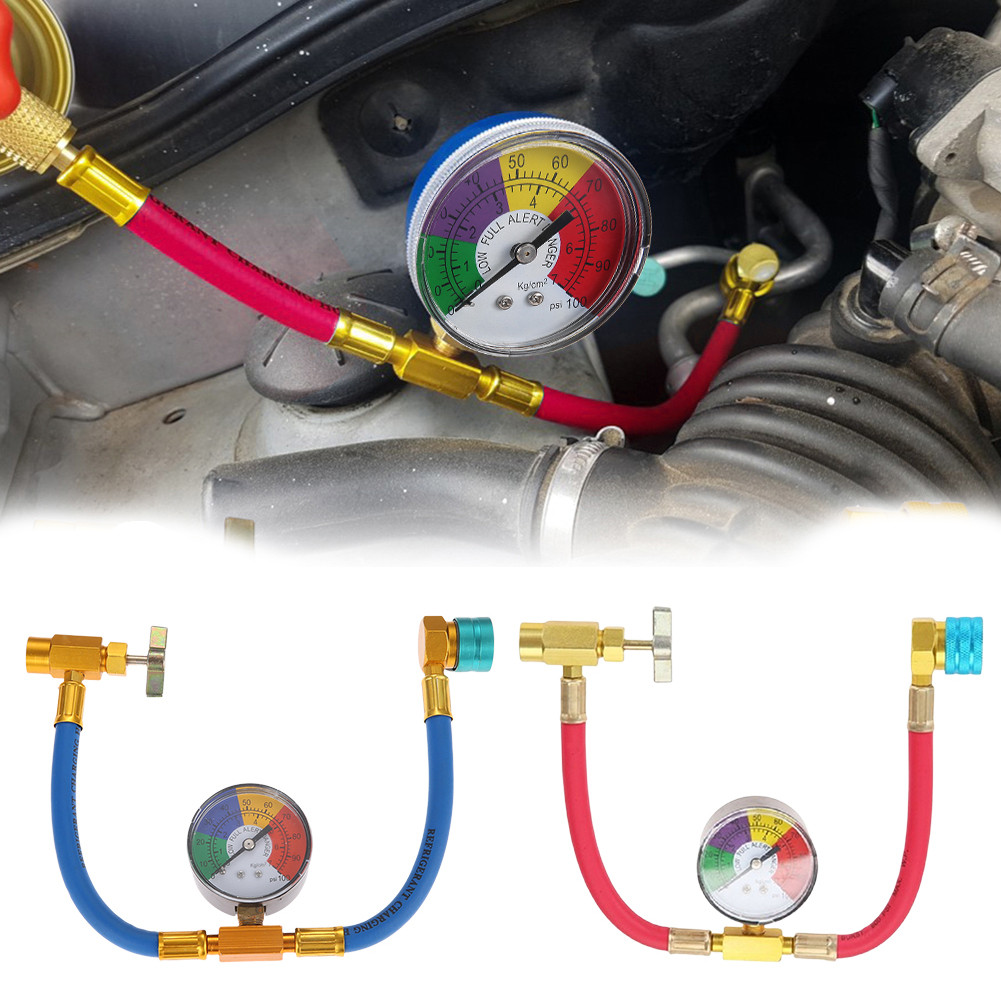 R1234YF Car Refrigerant Charging Pipe with 1/2 Inch ACME LH AC Recharge Hose 14mm Low Side Quick