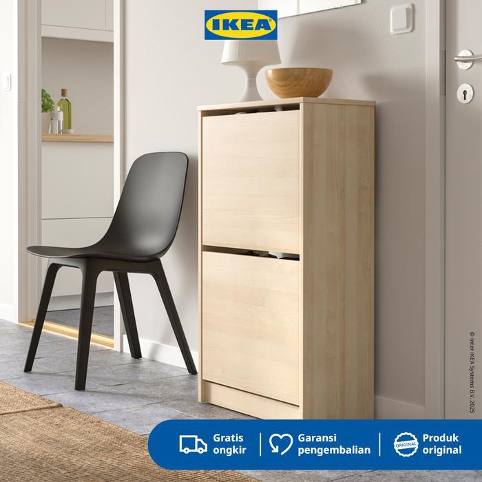 IKEA BISSA Rak Kabinet Sepatu Dengan 2 Kompartmen Kayu 49x28x93 cm Furniture