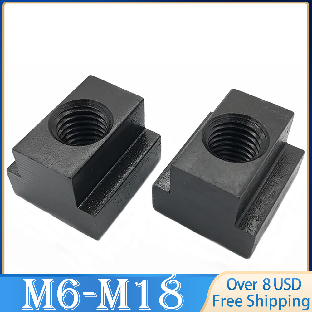 T Nut 1/2/5Pcs M6 M8 M10 M12 M16 M18 Black Finish Grade 8.8 Carbon Steel T-Slot Nut Tapped Through