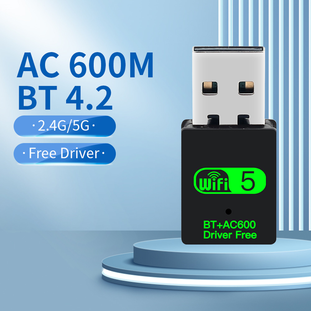 2in1 USB WiFi Bluetooth Adapter 600Mbps BT4.2 2.4Ghz 5Ghz Mini Wireless Network Card WiFi Receiver D