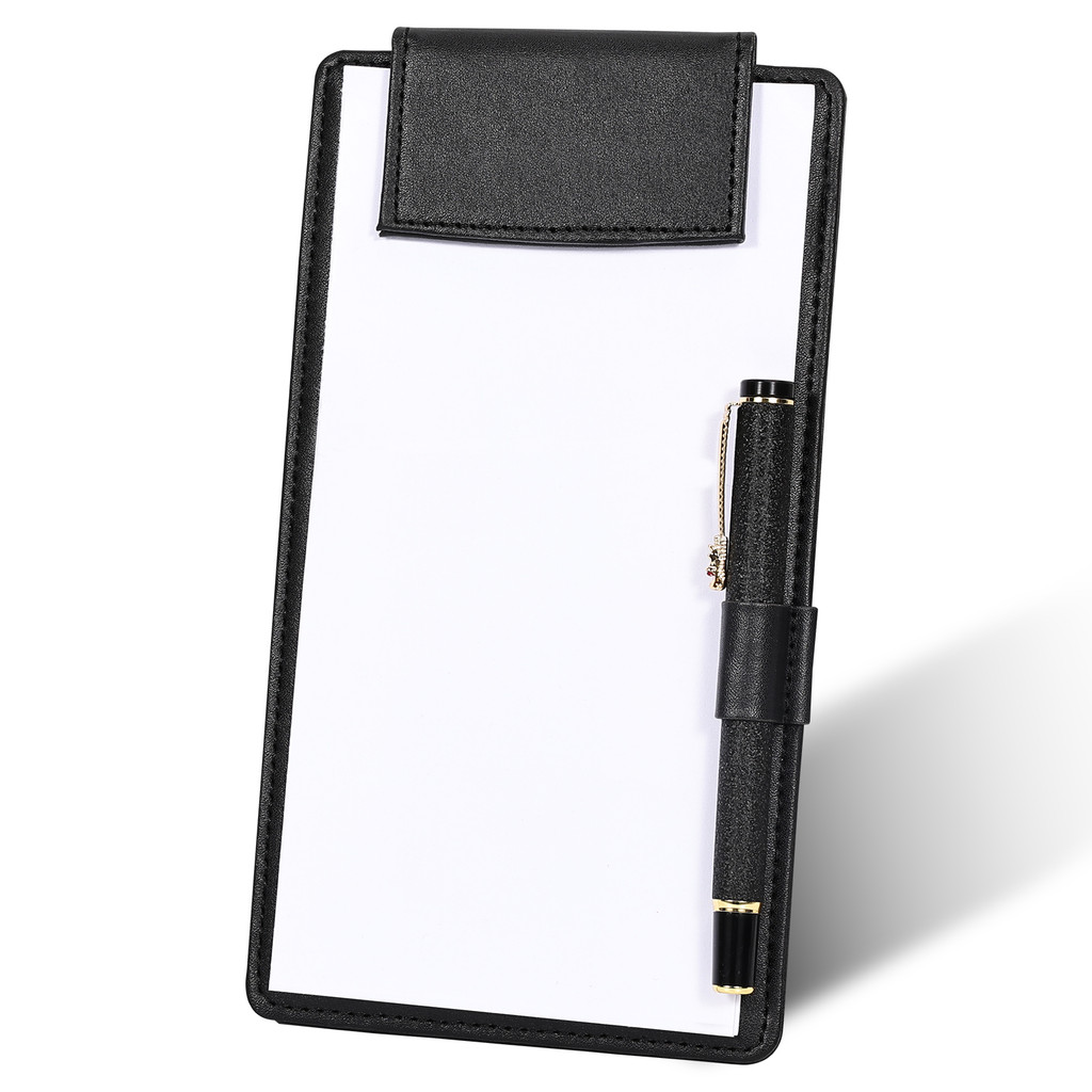 A6 Size Black Clamping Clip board PU Leather Menu Folder Hotel Restaurant Serving Hand-Held Writing 