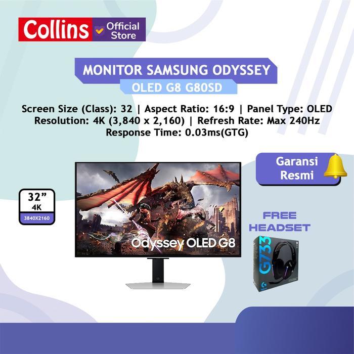 ebpd- Monitor Samsung Odyssey Oled G8 G80Sd 32 4K Uhd 240Hz 0.03Ms G-Sync Pivot Speaker