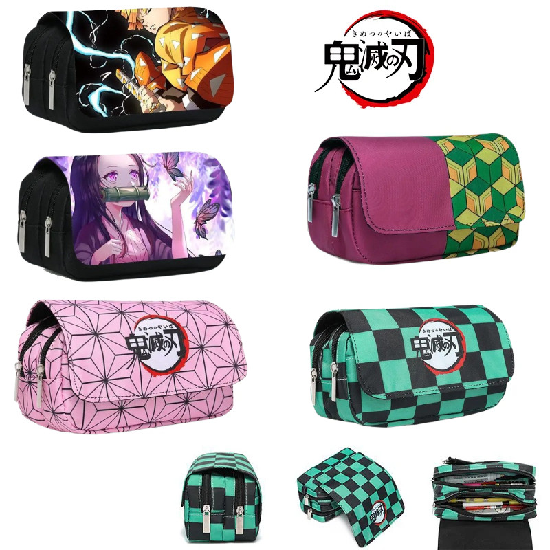 New Demon Slayer 3D Pencil Case Anime Tanjirou Nezuko Zenitsu Giyuu Student Storage Bag Cartoon Pen