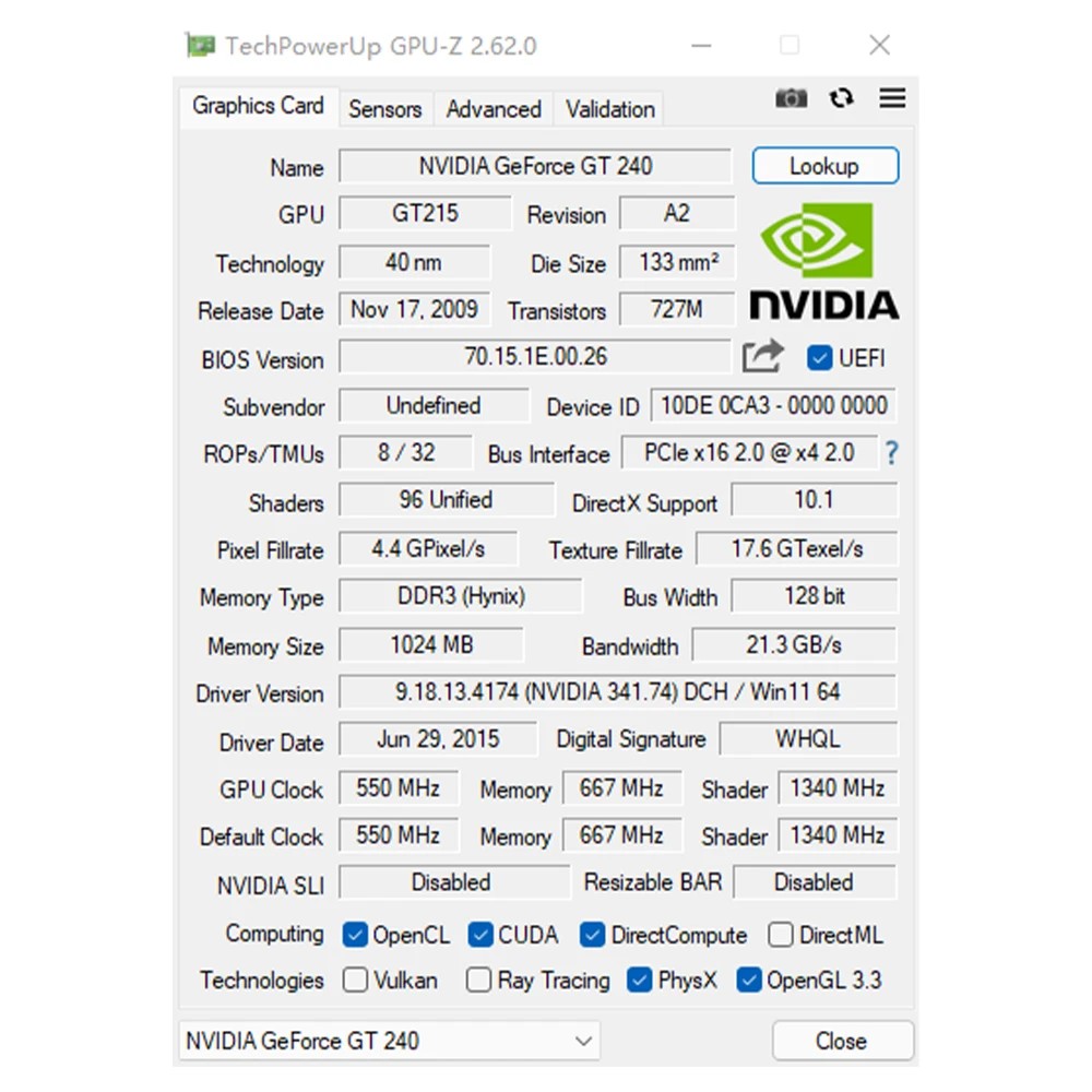 SOYO NVIDIA GeForce GT 240 1GB Halfheight Graphics Card DDR3 128Bit 40nm PCIE 2.0 x16 Gaming Video