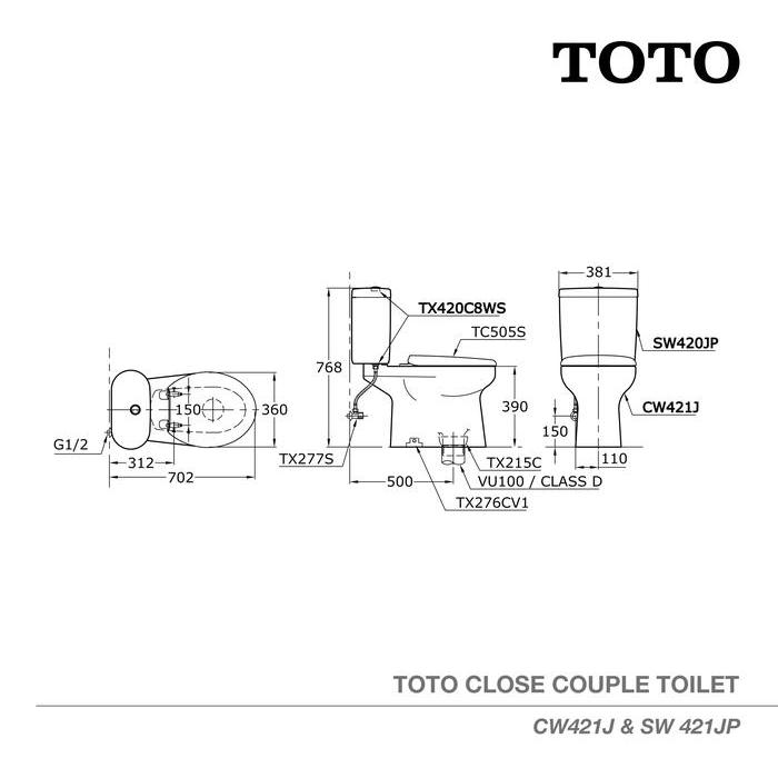 TOTO Closet CW421J/SW420JP Closet Duduk - Kloset - Kloset Duduk