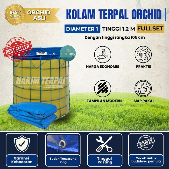 KOLAM BULAT TERPAL DIAMETER 1 TINGGI 1,2 FULLSET ORCHID KOLAM IKAN KOLAM BIOFLOK