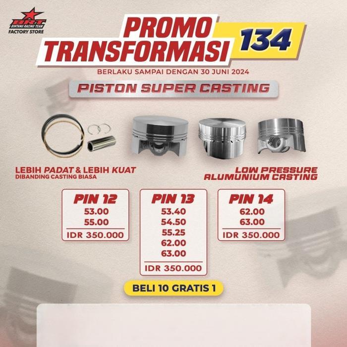 Piston Super Casting BRT PIN 13 Piston 53.40/54.50/55.25/62.00/63.00 MM