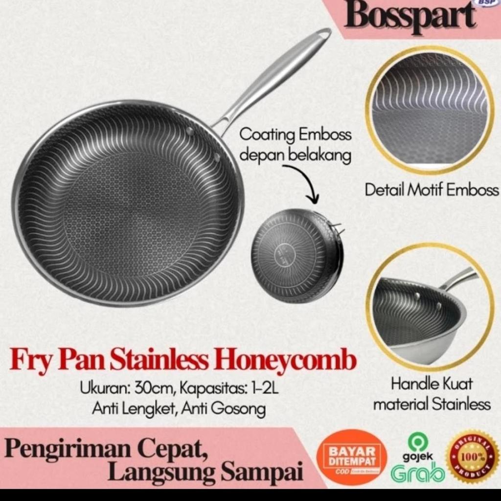 Fry Wok Pan Kecil Besar Gagang Stainless Tebal Murah Induksi Anti Panas Anti Lengket Karat Premium H